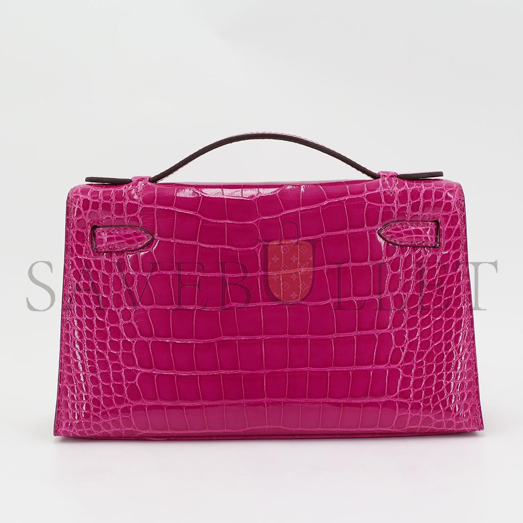 H**mes master kelly mini shiny crocodile leather gold buckle (22*14*7cm)